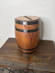 Wedding Oak Whiskey Barrel Card Box with Slot Gift Card Box Holder Wine Barrel