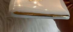 P.A.R.I.S.2 Forcelain France White Porcelain Cake Knife Server Gold Accents Read