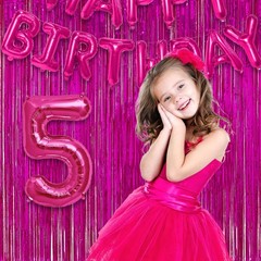 Hot Pink Party Streamers Backdrop – GREATRIL Shiny Fuchsia Tinsel Foil Fringe…