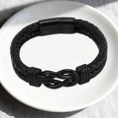 Mikovivi To My Son Bracelet, Leather Braided Bracelet from Mom Dad Love