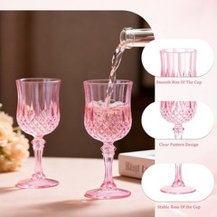7OZ Plastic Wine Glasses, Disposable Goblets Drinking Glasses Crystal Vintage…