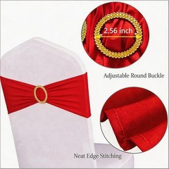 Red Spandex Chair Sashes with Gold Buckles (Pack of 50)