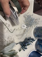 Wedding supplies lot used, Tea Lights, Flowers, Ribbon and Glass stones
