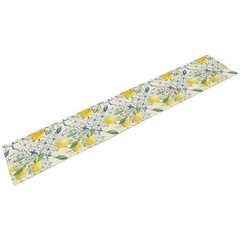 Lemon Table Runner Watercolor Fruits Green Leaves Pattern 13x70in, Lemon-6