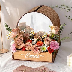 Wooden Wedding Card Box With Mirror Acrylic Gift Money Box Rustic Decor