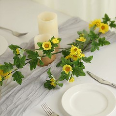 YELLOW 5 ft SILK Daisy FLOWERS Garland Magnolia Leaves Hanging Vine Party Events