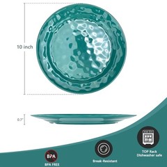 6-Piece 100% Melamine Dinner/Lunch Plate Set,10inch Round Melamine Multicolor