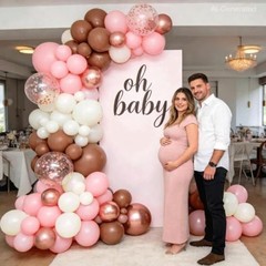 Balloon Arch Kit, Rose Gold Blush Pink and Brown Balloons Sand White Dusty Pink