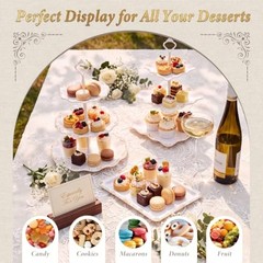 10 Pcs Cupcake Stand,Dessert Table Display Set with Gold Rim,3 x Three White