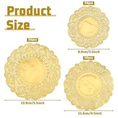 150Pcs Gold Doilies Disposable Gold Paper Placemats Round Small Golden Lace