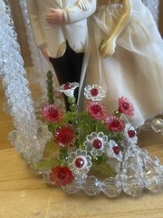 1950’s 1960’s Vintage Hand Beaded Wedding Cake Topper Wilton Bride Groom