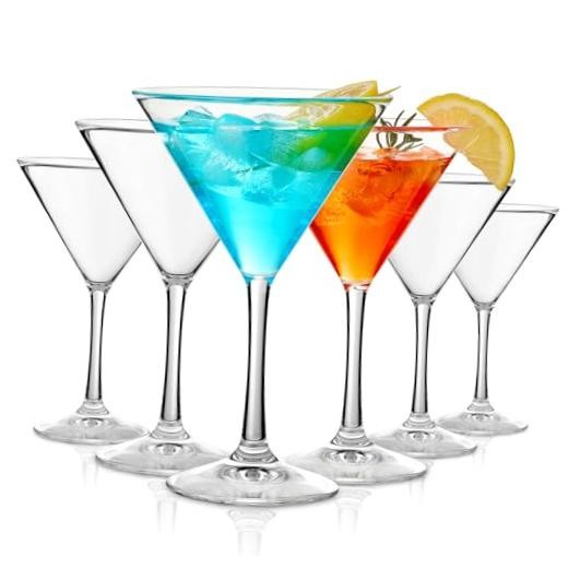 Unbreakable Martini Glasses Set of 6, 10 oz Plastic Martini Cocktail Glasses