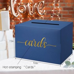 Navy Blue Wedding Card Box Holder Gold Foil For Reception Graduation Voting