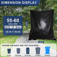55-60 Gallon Trash Bags Heavy Duty 2.1 Mil – 39»x55» 100 Count Extra Thick …
