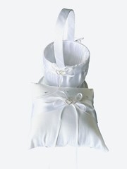 US Crystal Heart Bridal Wedding Flower Girl Basket Ring Bearer Pillow 7.8″ 2 Pcs