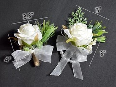 Rose Wrist Corsage Bracelet Boutonniere Set 2 Pack Wedding Flowers