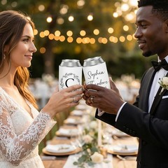 Custom Wedding Can Cooler 100 Pack Bulk Wedding Favors Guests Insulated Neoprene