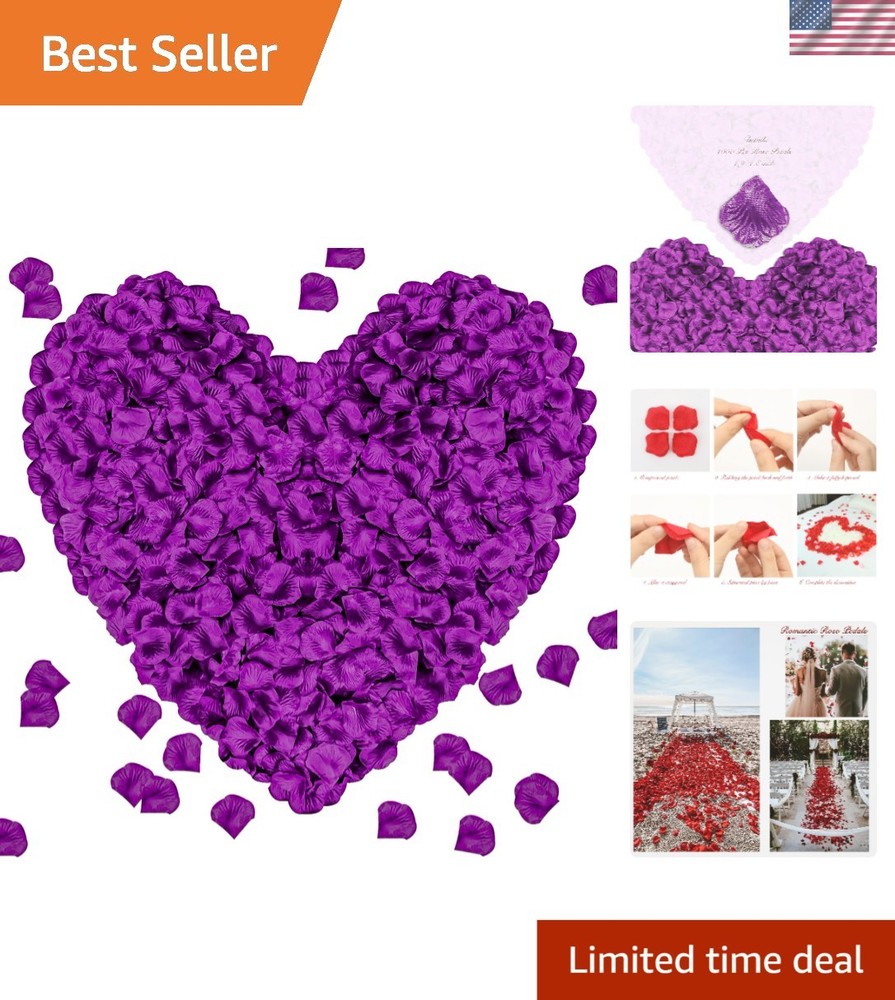 Elegant 1000pcs Deep Purple Water-Resistant Rose Petals for Weddings & Parties