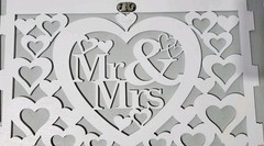 Rustic Mr & Mrs. Wedding Money Box Holder, Lock Slot, Lock & Key, Card Sign, New
