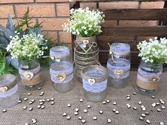 Rustic Wedding Jars Mixed Glass Table Centrepiece Love Heart Hessian Vintage X7