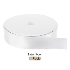 100 Yard Satin Ribbon Double Sided Grosgrain Silk Ribbon, 1.5″/White