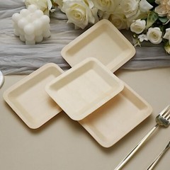 5″ x 4″ Natural Sustainable Bamboo Mini Rectangular Plates Disposable Tableware