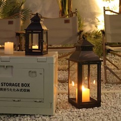 NEEDOMO Lanterns Decorative Outdoor&Indoor, Set of 17″ & 11″ / Glass, Bronze