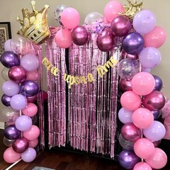 Pink and Purple Party Balloons, 50Pcs 12 Inch Purple Pink Balloons, Pink Purple