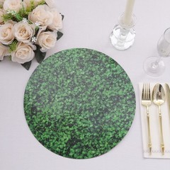 GREEN 6 Round 13″ Boxwood Leaf Print Cardstock Paper PLACEMATS Party Decorations