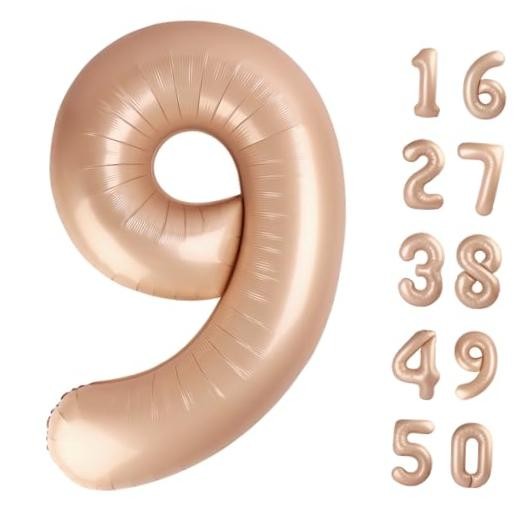 40 Inch Caramel Balloon,Jumbo Mylar Foil Helium Balloon Number 9 Caramel Brown