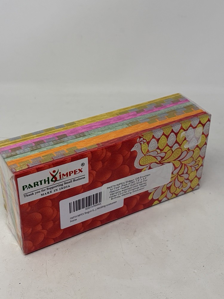 New Parth Impex Shagun Gift Cash Envelope Pack Of 50 7.5 X 3.5 Peacock Feather
