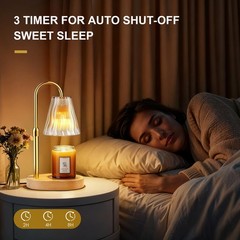 Candle Warmer Lamp with Timer Dimmer, Birthday Standard/ Portable, Amber-gold
