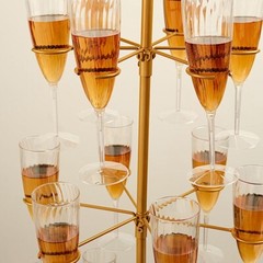 Gold 3-Tier 33″ Metal Wine GLASS HOLDER Tree Champagne Flutes Stand Party Events