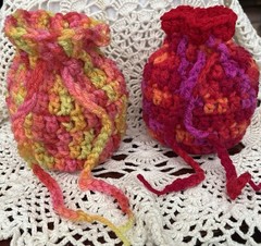 2 Crochet Drawstring Bags Wedding Party Favor Pouch Jewelry Gift Coin Dice Bags