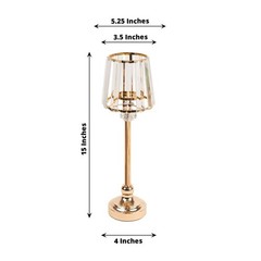 2 GOLD CLEAR 15″ Metal Votive CANDLE HOLDERS Crystal Glass Lamp Shade Events