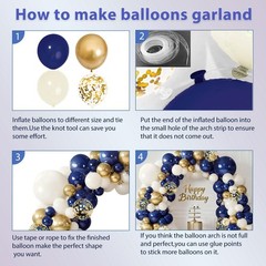 Blue and Gold Balloons Arch Kit, Navy 18in 12in 10in 5in, Beige