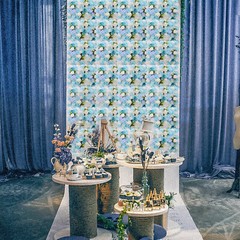 6x Blue+White Artificial Flower Wall Panel Floral Backdrop Girl Room Home New