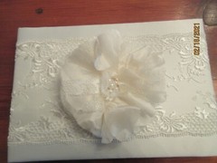 STUDIO HIS AND HERS WEDDING GUEST BOOK WITH SATIN AND LACE FLOWER