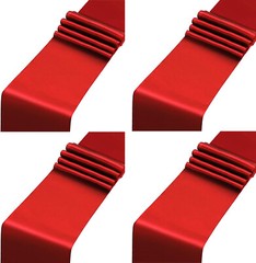 4x Red Satin 12″ x 108»Table Runner Bright Silk Smooth Wedding Party Banquet