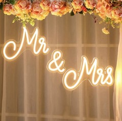 25×7 Inches Mr and Mrs LED Neon Sign – Perfect for Wedding & Reception Decor