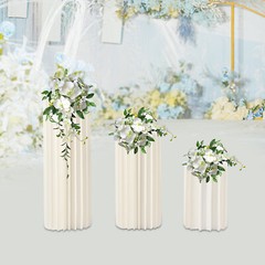 3pc Wedding Centerpieces Cardboard Vases with PVC Disc,Columns Display