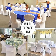 Pack Stretch Polyester Spandex Chair Covers Universal Washable 1 White