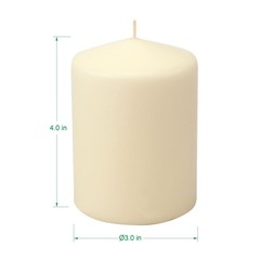 Stonebriar Unscented Pillar Candles – 35 Hour Burn Time, 3″ x 4″, Ivory