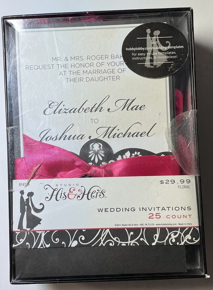 STUDIO HIS HERS 25 each wedding invitations envelopes pocket reply card envelope