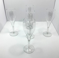 1970’s Champagne Stem Flute Toasting Glasses Vintage Set of 5 light in weight