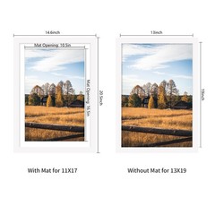 13×19 Picture Frame Set of 5, White Poster Frame, Display Pictures 11 x 17 wi…