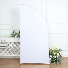 7 ft x 3 ft WHITE Matte Fitted Spandex Half Moon Arch Stand Cover Wedding