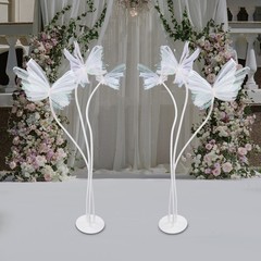 2Pcs Artificial Butterflie Decoration with Standing Base Realistic Wedding Decor