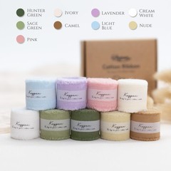 Keypan Cotton Ribbon Mixed Color Set with Frayed Fringe 9 Rolls
