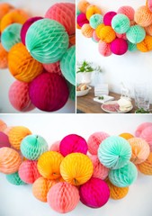 4 inch HoneyComb Tissue Paper Ball Lantern Pom Poms Wedding Birthday Photo shoot